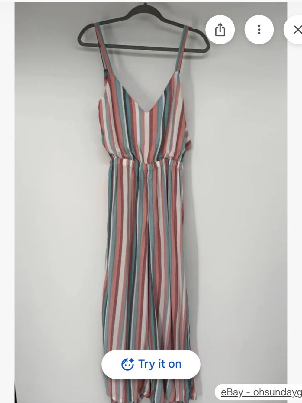 Striped Jumpsuit in Pink, Blue, and White.  Loft. Guc.